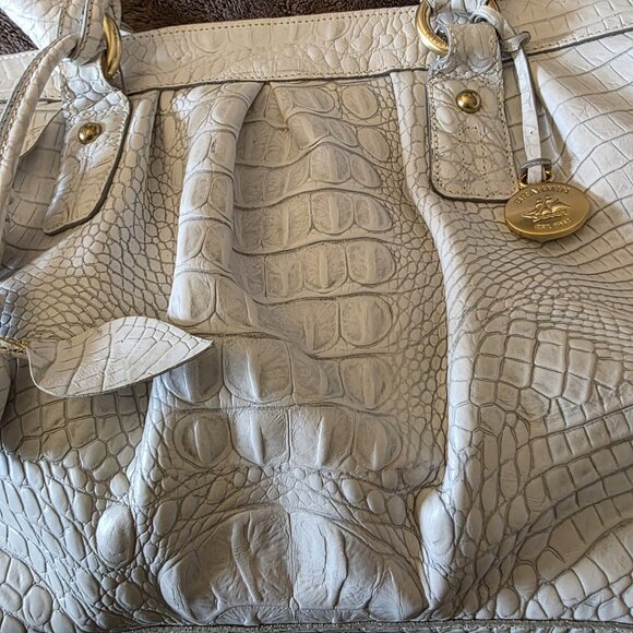 BRAHMIN Eloise Roses Large Shoulder Bag White Croc Leather Purse Vintage Rare - Picture 9 of 16
